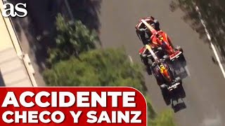 El ACCIDENTE de CHECO PÉREZ y CARLOS SAINZ en el GP de AZERBAIYÁN  FÓRMULA 1 [upl. by Iztim]