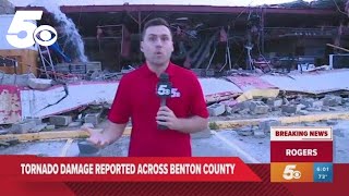 Apparent tornado damage seen near downtown Rogers Arkansas [upl. by Dich]