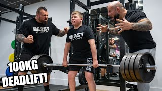 11yr OLD DEADLIFTS 100KG 220lbs  MAX STRENGTH TESTING [upl. by Riane]