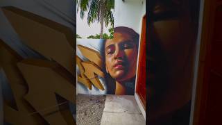 INSANE GRAFFITI REALISTIC PORTRAIT 😨 graffiti streetart shorts [upl. by Holtz]