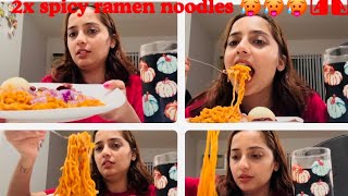 Spicy 🌶️ 2x ramen noodles  Mukbang  🥵🥵🥵 [upl. by Ynnor909]