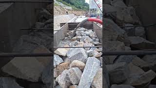 Stone wall concrete pouring process [upl. by Pomfret]