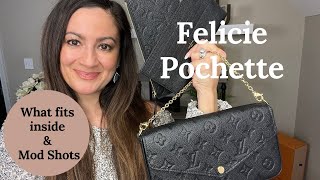 Why I bought the Louis Vuitton Felicie Pochette Empreinte What fits inside amp Mod Shots REVIEW [upl. by Nylrehs]