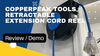 CopperPeak Tools Retractable Extension Cord Reel Review [upl. by Adialeda]