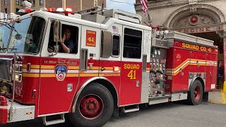 EXCLUSIVE CATCH OF FDNY SQUAD 41 USING RUMBLER SIREN FIRST VIDEO OF A RUMBLER SIREN ON A FIRETRUCK [upl. by Apilef]