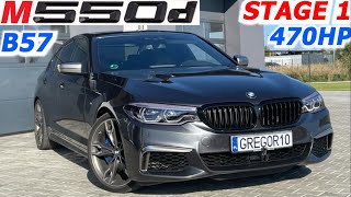 BMW G30 M550D 470HP B57D30S0 STAGE 1 GREGOR10 ChipTuning Acceleration Racelogic Dragy Times 0100kmh [upl. by Cornie408]