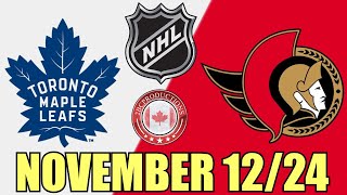 Toronto Maple Leafs vs Ottawa Senators NOV 12 24 wSuperbman [upl. by Eikin]