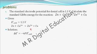 Problem1 on Gibbs Free Energy ampnernst equation Electrochemistry part 36 for CBSE class 12 JEE IIT [upl. by Siuqramed]