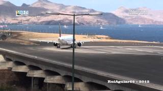 Landings Takeoffs MADEIRA Airport Strong Winds Austrian Lufthansa Aigle Azur Airberlin [upl. by Leduar508]