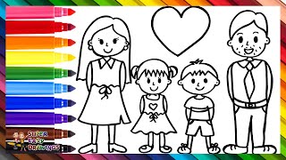 Drawing And Coloring A Family 👩👨👧👦🌈 Drawings For Kids [upl. by Apilef]