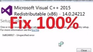 How to Fix Microsoft Visual C 2015 Redistributable Setup Failed error 0x80240017 [upl. by Constanta]