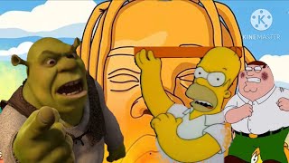 Shrek VS Homer And Peter Full Fight Epic [upl. by Lilias]