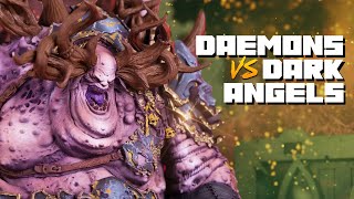 Chaos Daemons vs Dark Angels  Warhammer 40k 10th Edition Battle Report [upl. by Letsirk]