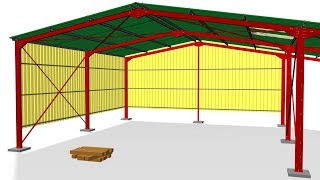 Steel Structure Assembly  with Walls and Canopy [upl. by Suivatnad384]