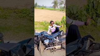 Bike চালাতে গিয়ে পড়ে গেলাম😢 youtubeshorts viralvideo village bike ￼ride [upl. by Lewan]