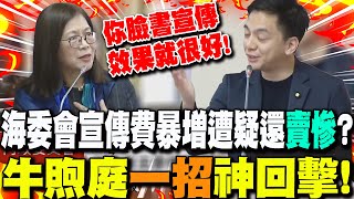 海委會宣傳費暴增3倍quot賣慘討錢quot牛煦庭一招神回擊 管碧玲下一秒語塞了 [upl. by Nylednarb]