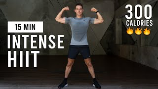 15 Min Intense HIIT Workout For Fat Burn amp Cardio No Equipment No Repeats [upl. by Tinor]