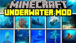 Minecraft UNDERWATER MOD  DISCOVER LOST CITY TREASURES SHARKS amp MORE   Modded MiniGame [upl. by Aisauqal102]