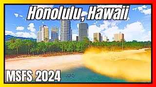 Walk Around Honolulu Hawaii Beach In The NEW MSFS 2024 [upl. by Nylesoy151]