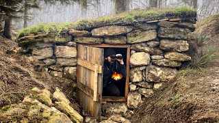 Building a secret survival dugout  Underground shelter made of stone [upl. by Orpheus]