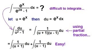 Calculus Integration  Partial Fractions 16 of 16 Example 8 Substitution for uex [upl. by Akeber]