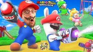 SUPER HERO MARIO vs PLAYGROUND RABBIDS Skit FGTEEV plays Mario  Rabbids Kingdom Battle Switch [upl. by Llenrod462]