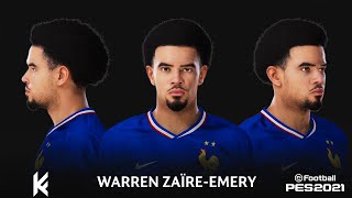 PES 2021  NEW FACE AND HAIR WARREN ZAIRE EMERY 2024  4K [upl. by Eerbua]