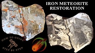 How to Restore Rusty Iron Meteorite ☄️ Electrolysis Acid Etching Meteorite Stabilization [upl. by Kaazi]