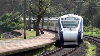 Very Clean amp Shining Solapur Vande Bharat Express Entering Khandala For Mandatory Brake Testing Halt [upl. by Punak]