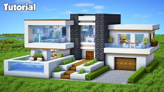 Minecraft How to Build a Modern House Tutorial Easy 44  Interior in Description [upl. by Esoryram618]