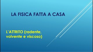 LA FISICA FATTA A CASA LATTRITO radente volvente viscoso [upl. by Esirehs]