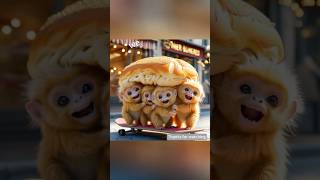 Carry the big loaf of bread back home cute monkey toys funny pets ai shorts fyp cartoon [upl. by Losse]