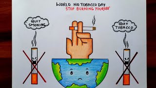 No Smoking Drawing  World No Tobacco Day poster  How to Draw Anti Tobacco drawing  Stop Smoking [upl. by Zenia]