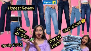 Huge Flipkart JEANS Haul  High waist  Low waist  Wide Legs  Slim fit👖 [upl. by Irollam137]