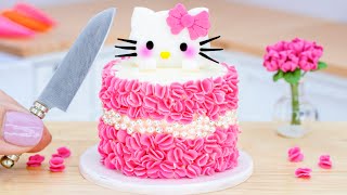 Satisfying Miniature Hello Kitty Cake Decorating  Best Strawberry Cake Recipe By Mini Tasty [upl. by Monie318]