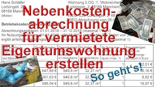 Nebenkostenabrechnung vermietete Eigentumswohnung korrekt erstellen  vermietershop [upl. by Katlaps]