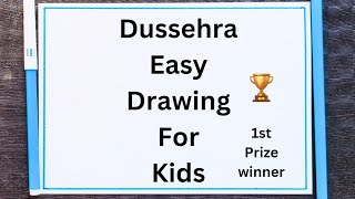 Dussehra DrawingVijayadashami poster making drawingDussehra easy drawing for kidsDussehra poster [upl. by Adalbert819]