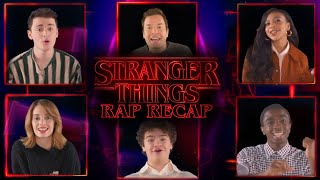 The Cast of Stranger Things Raps a Recap of Stranger Things  The Tonight Show Starring Jimmy Fallon [upl. by Atinnod864]