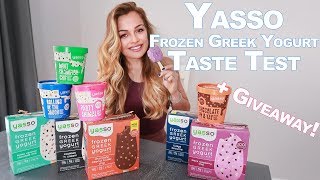 GIVEAWAY  Yasso Frozen Greek Yogurt Taste Test Low Calorie Healthy Ice Cream Dessert [upl. by Ahsea885]