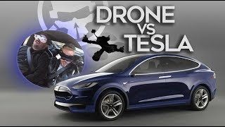 Whats Faster Drone VS Tesla LAUNCH [upl. by Annauj]