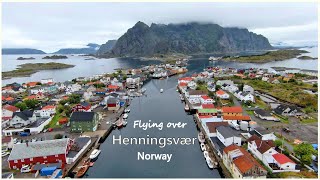 Drone flight over the fishing village of Henningsvær in Lofoten Norway [upl. by Winton]