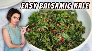 Easy Balsamic Sauteed Kale and Onions  Make Tender and Juicy Kale Every Time [upl. by Kenna17]