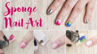 3 Nail Art Technique Using Sponge Beginners Series [upl. by Arammat536]