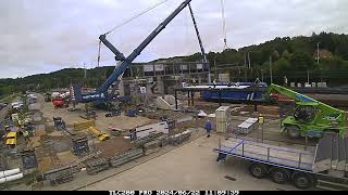 Timelapse plaatsing voetgangersbrug station Diest [upl. by Stalker]