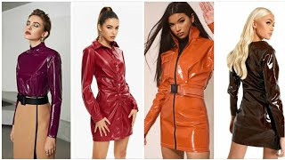 pure lambskin leather dresses beautiful amp colorful designs latest shinny collection [upl. by Florian771]