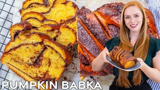 EASY Pumpkin Chocolate Babka Recipe  Soft amp Fluffy Pumpkin Bread [upl. by Neela172]