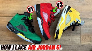 HOW I LACE MY AIR JORDAN 5 W LACE LOCKS 2 WAYS 2021 [upl. by Fairfield362]