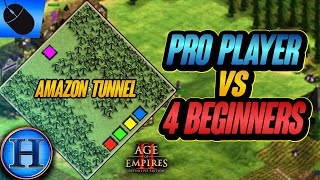 Professional Player vs 4 Beginners On AMAZON TUNNEL  AoE2 [upl. by Sonni]