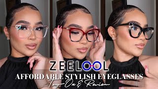 ZEELOOL EYEGLASSES TRY ON REVIEW  Affordable Stylish Prescription Glasses  Blue Light Protection [upl. by Everara]