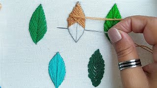 5 types of leaf filling stitches for beginnersEasy and Simple Stitches [upl. by Sedgewake]